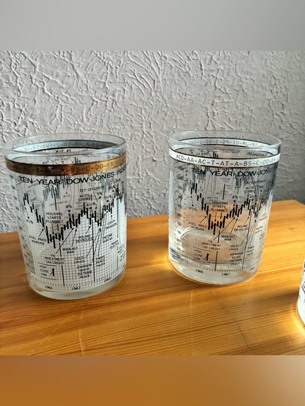 Rare Cera Neiman-Marcus 10 year Dow-Jones Industrial Glasses 1966-1976 - Picture 5 of 8